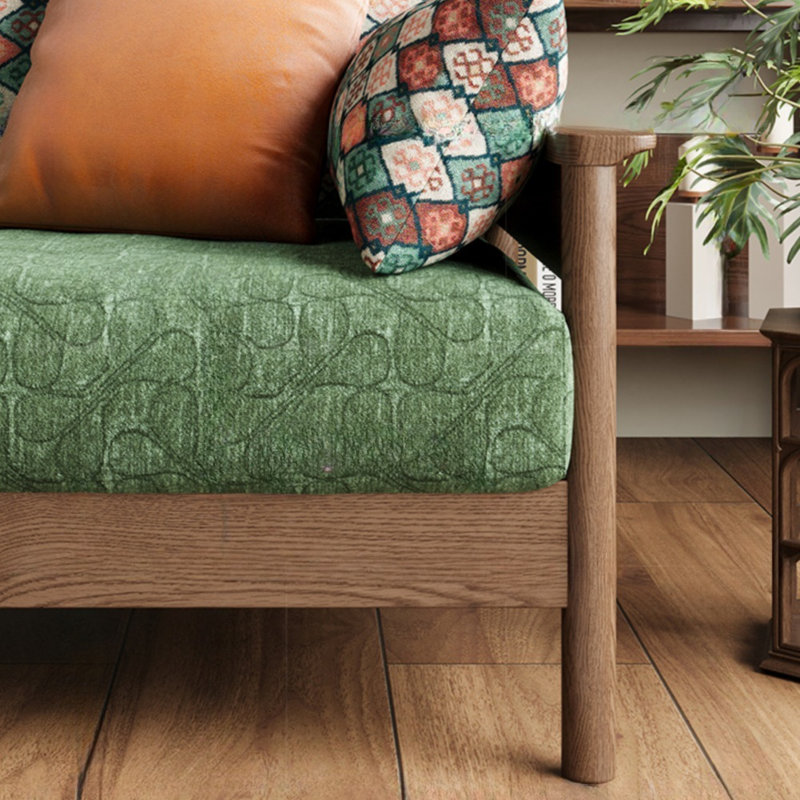 Solid Wood Chenille Straight Sofa