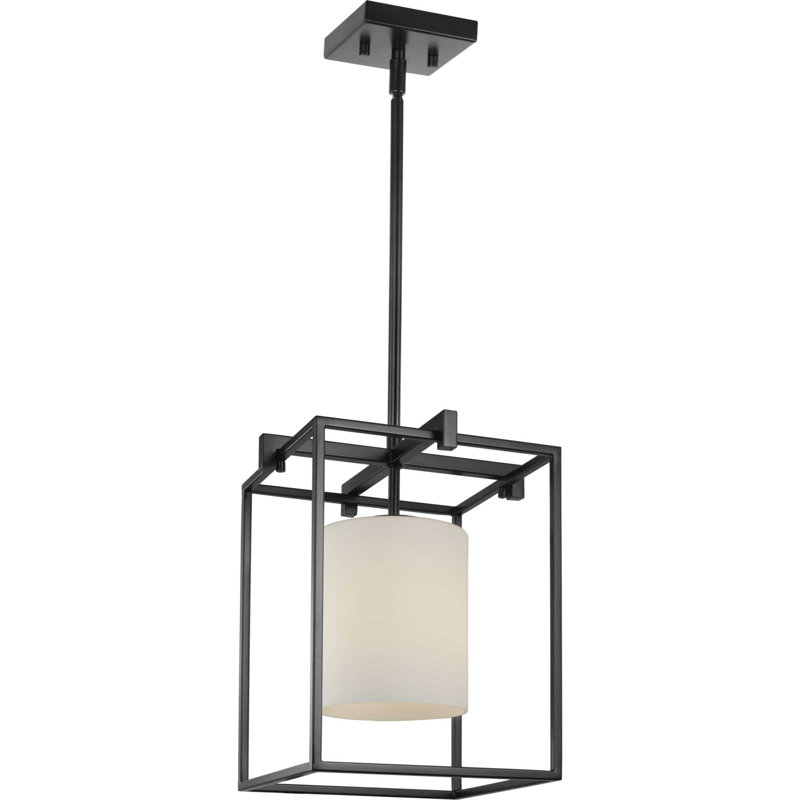 Chadwick Matte Black Mini-Pendant with Opal Glass Shade