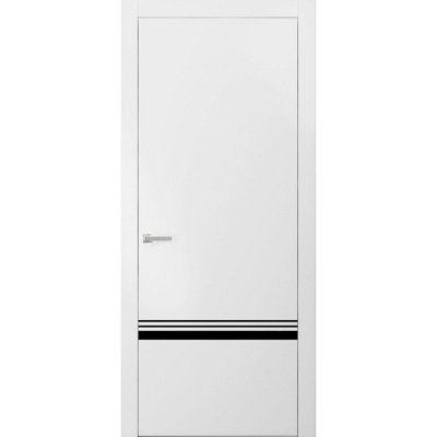 Porte intérieure moderne pleine prémontée avec poignée Planum 0012 Blanc Soie Panneau simple Cadre Garnitures robustes pour salle de bain et chambre à coucher - 76 cm x 244 cm