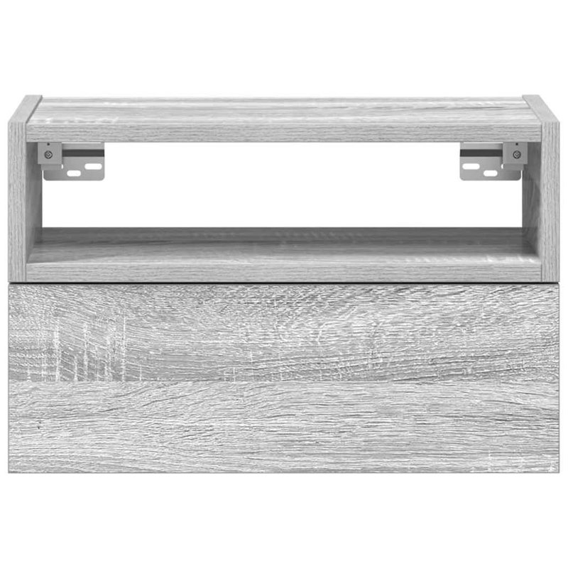 Cabriales 45cm W Manufactured Wood Bedside Table, Grey Sonoma, 1