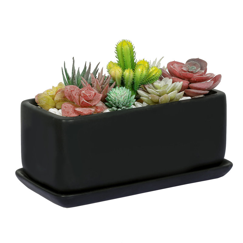 Boîte à fleurs en céramique Anielle, Noir