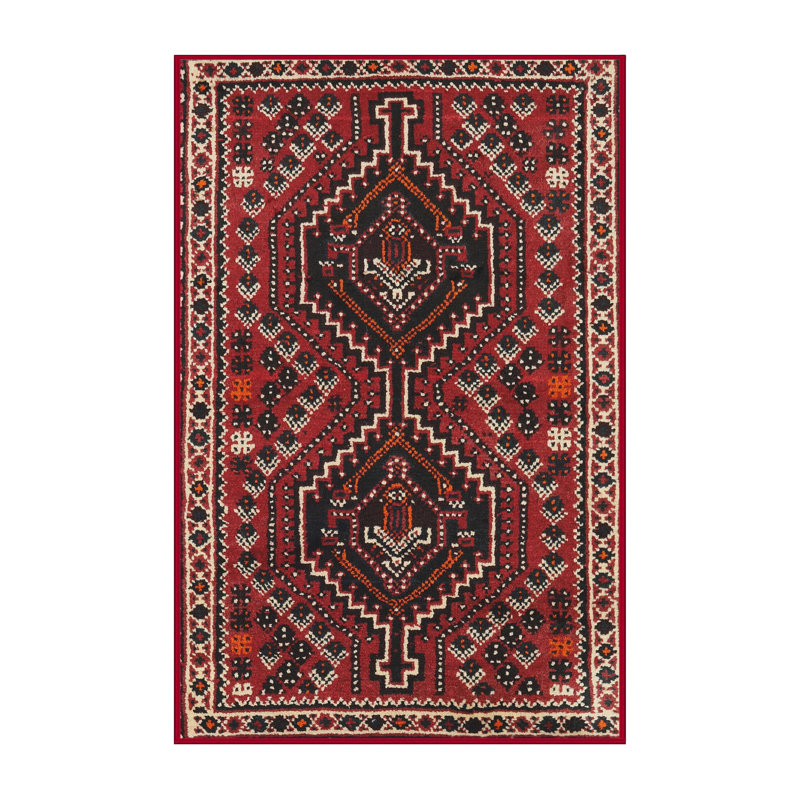 Tapis rouge / noir Southwestern, Rectangle 5 pi x 7 pi