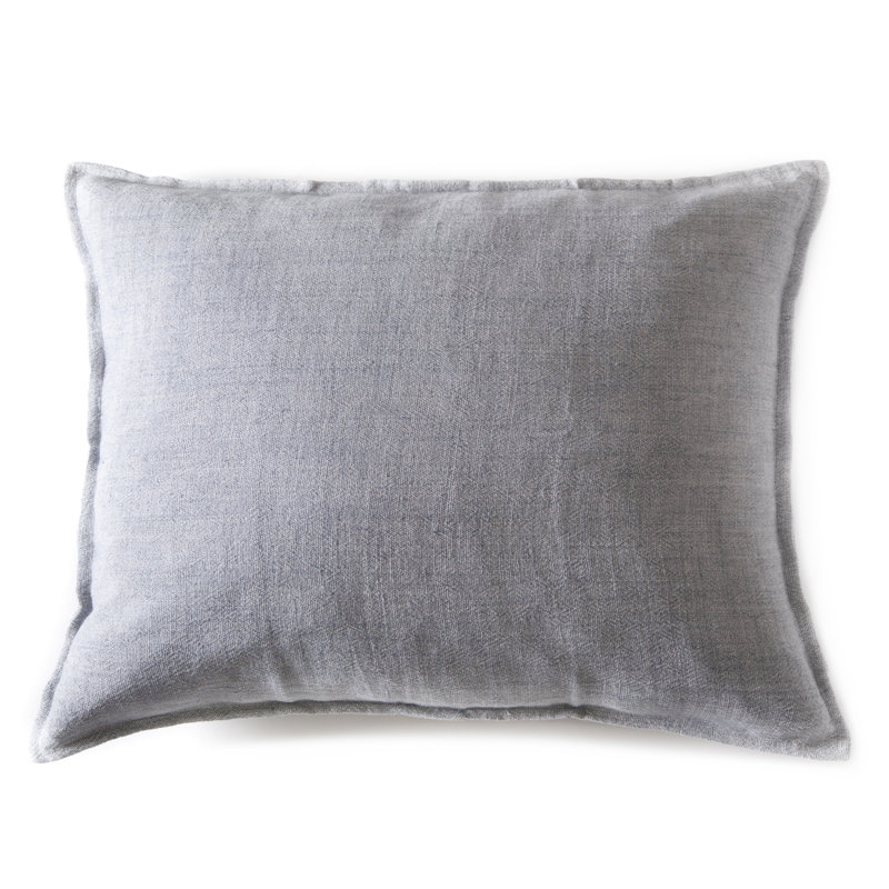 Montauk 100% Linen Large Euro Pillow Cover, Gray, Rectangular 
