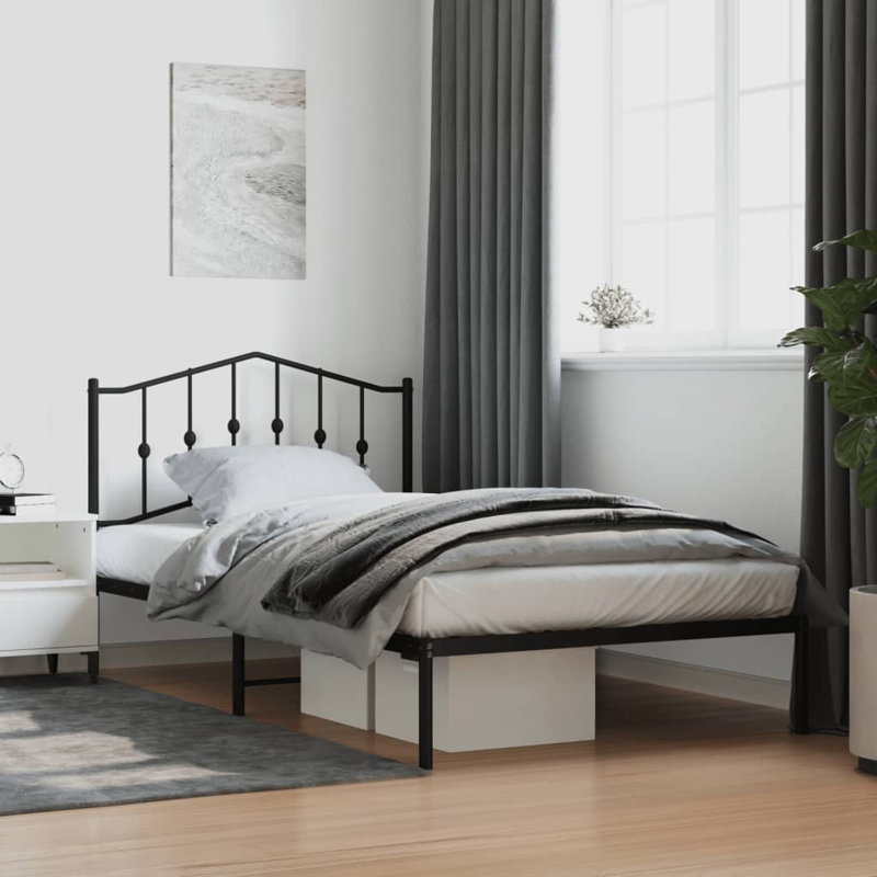 Camyria Metal Bed Frame, Sturdy Steel, No Mattress, Twin XL, Black