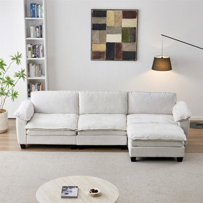 Canapé de luxe avec repose-pieds rembourré en chenille souple Living Furniture
