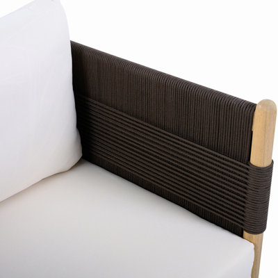 Fauteuil club d'extérieur en bois d'acacia avec tissage de corde de diamant et coussins