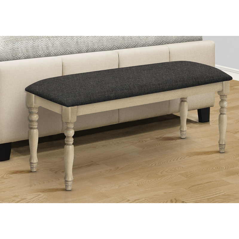 Banc 48 po rectangulaire en bois massif, rembourré et gris pour meubles de chambre à coucher, banc gris, longueur, construction