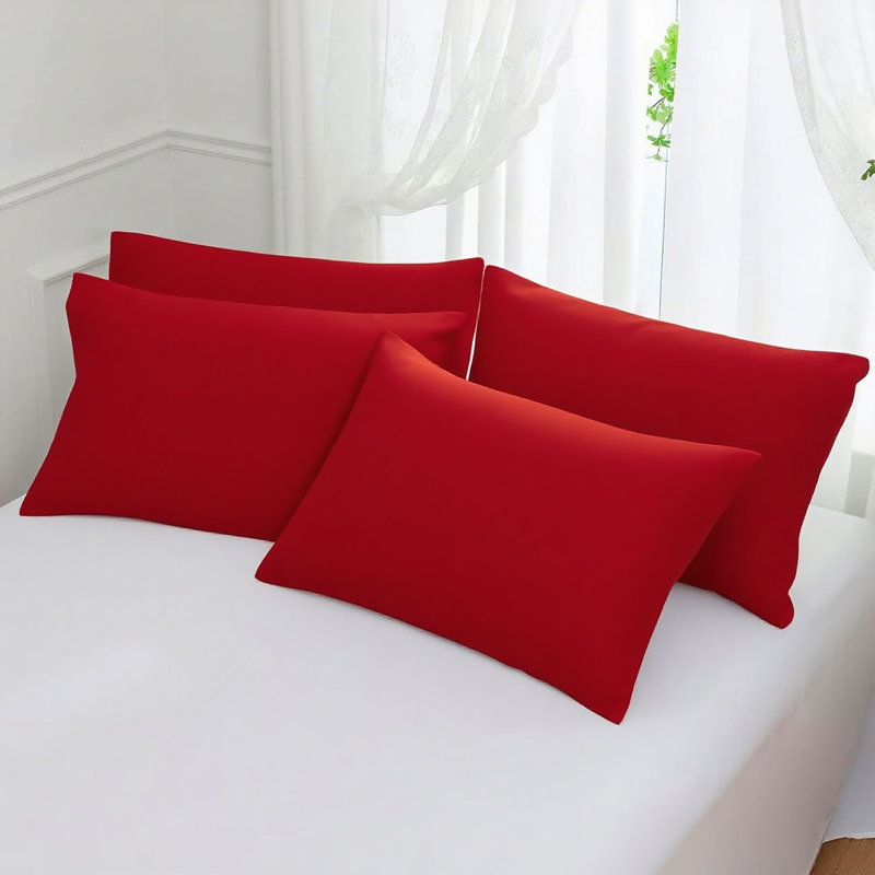 Paquet de 4 taies d'oreiller en microfibre brossée moelleuse - Enveloppes infroissables résistantes aux taches 20 x 30 po