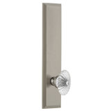 Grandeur Carré Tall Plate Privacy with Burgundy Crystal Door Knob