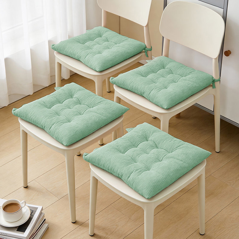 Set of 4 Comfortable Square Chair Cushions, Green