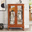 Vitrine 2 portes avec verre trempé, dossier en miroir, tablettes réglables et présentoir lumineux pour la maison ou le bureau
