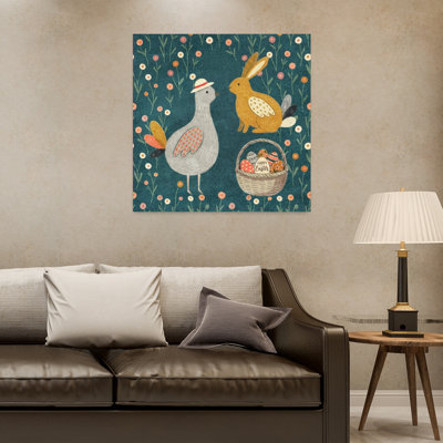 Springtime Easter Companions by Emel Tunaboylu - Wrapped Canvas Print
