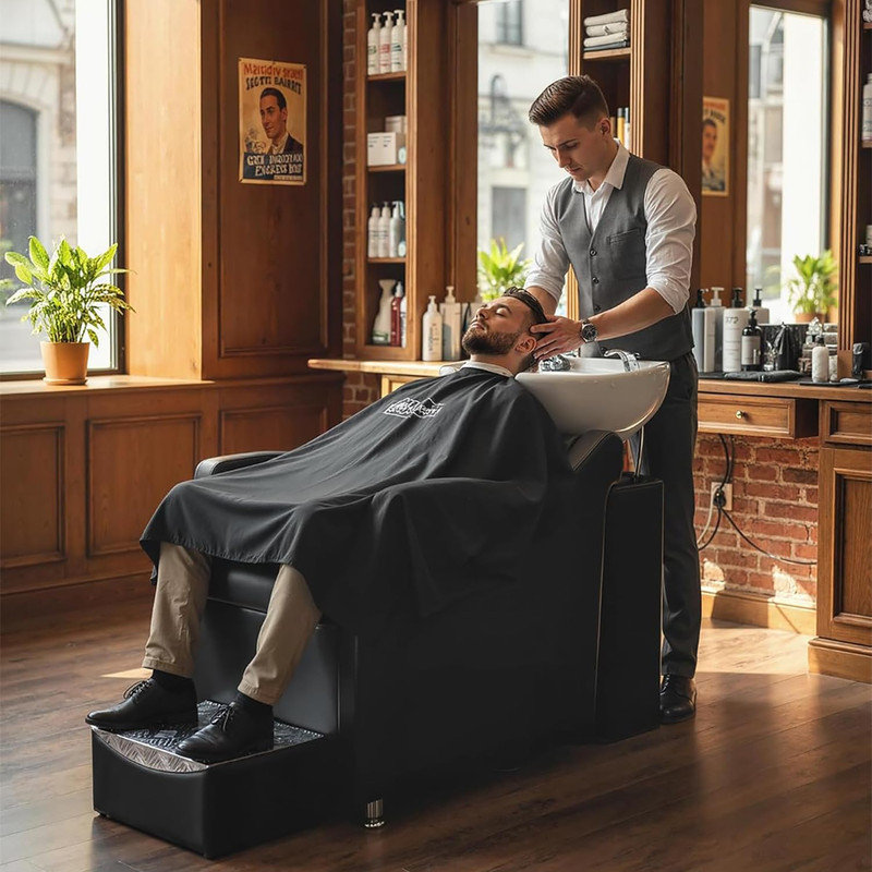 Ensemble de shampooing et bol Professional Professional - capacité de 450 lb, cuve en ABS profond, similicuir, plomberie double, assemblage facile