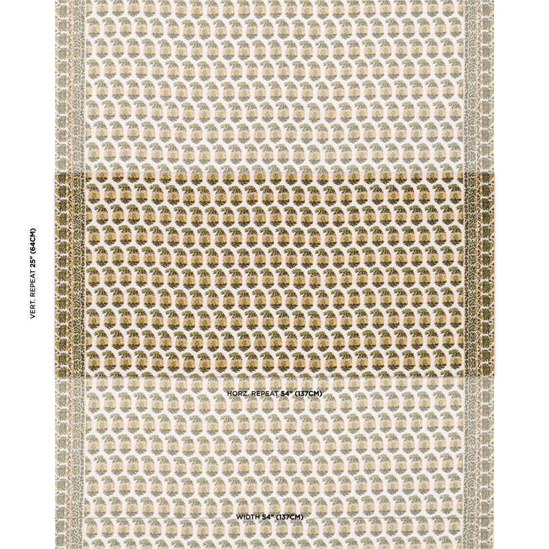 Schumacher X Rita Konig Terry Fabric, Ochre/Green
