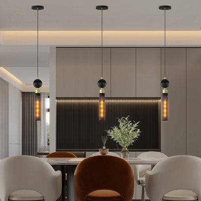 Luminaire suspendu moderne en fer forgé noir (pour îlot de cuisine), luminaire suspendu à cordon réglable, éclairage suspendu au-dessus de l'îlot de cuisine, lustre d'intérieur pour chambre à coucher et salle de bain