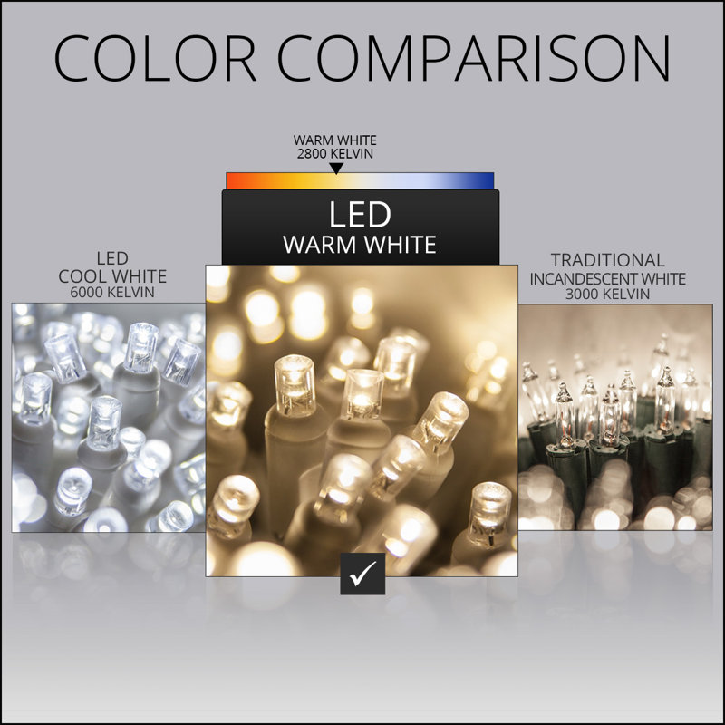 70 Light Wide Angle White Wire LED Mini String Lights (End to End Connectable), Warm White