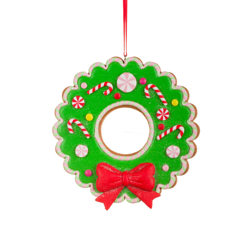 Ornement couronne d'argile verte en paquet de 6