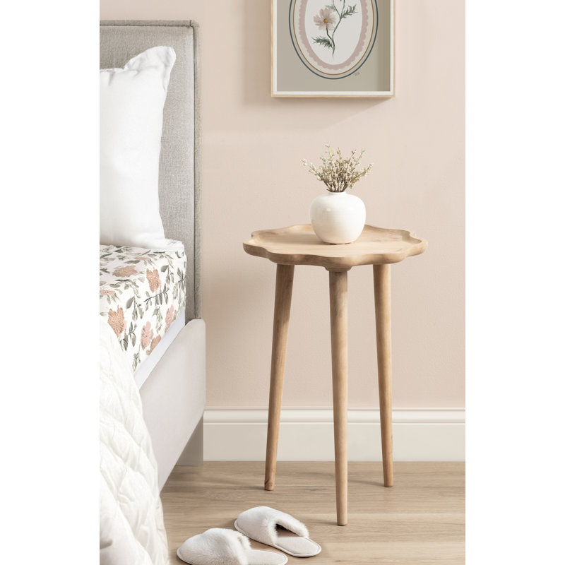 Table d'appoint ronde en bois ondulé