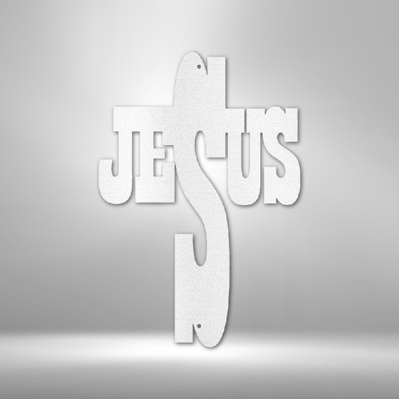 Scripture Walls Scripture Walls Jésus croix en acier signe découpé au laser thermolaqué maison et bureau décoration murale en métal plusieurs tailles et couleurs