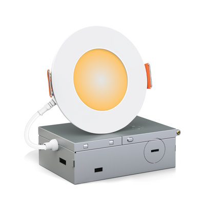 3" Smart WiFi Recessed LED Light with RGBWW Color, App & Voice Control, 2700K–6500K Tunable White,Canless Ceiling Downlight with Junction Box (1 Pack)