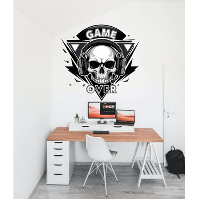 Gamer Zone wall decor Skull Game Over Controller decal Video Game Wall Decals Joystick Gamer Kids Bedroom Vinyl Wall Art Stickers 668DLU