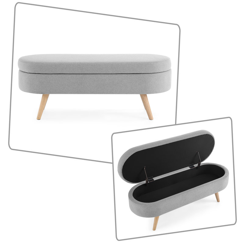 Banc de rangement rembourré Modern, Gris