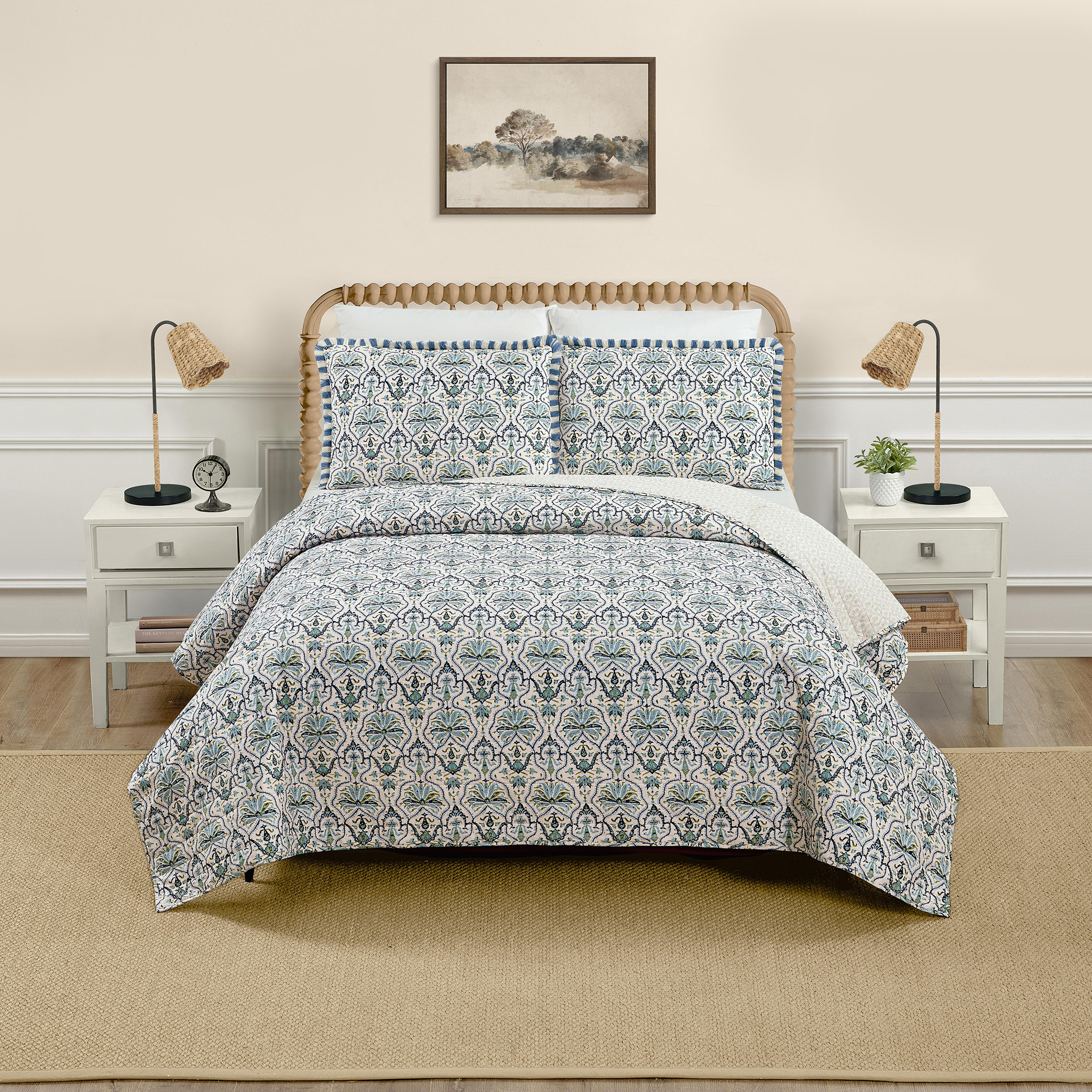 3-Piece Cotton Blend Reversible Quilt Set
