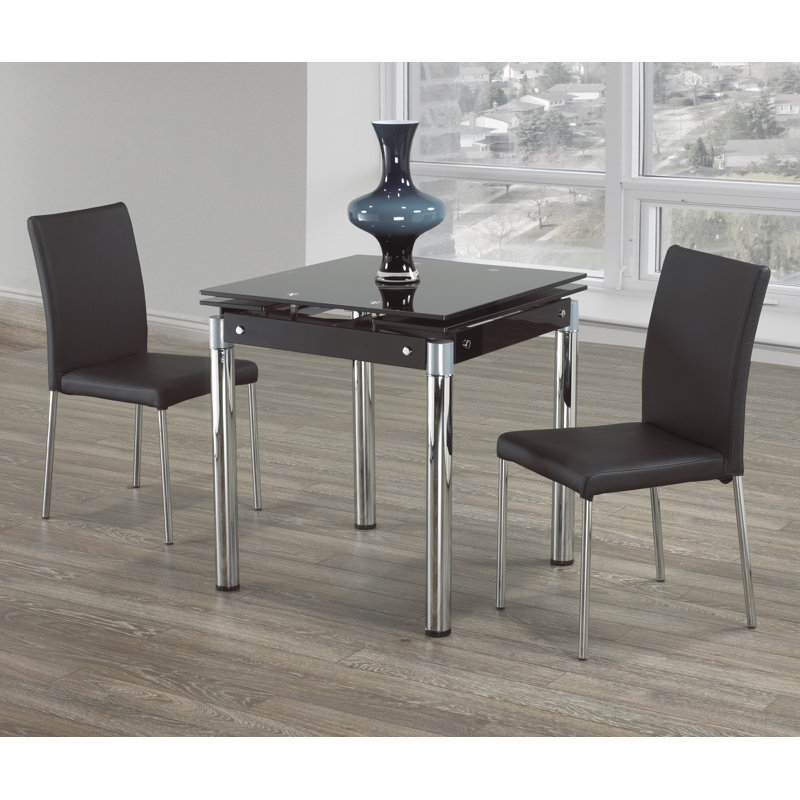 Denise Extendable Glass Top Metal Base Dining Table