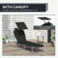 Chaise longue d'extérieur pliante avec abat-jour