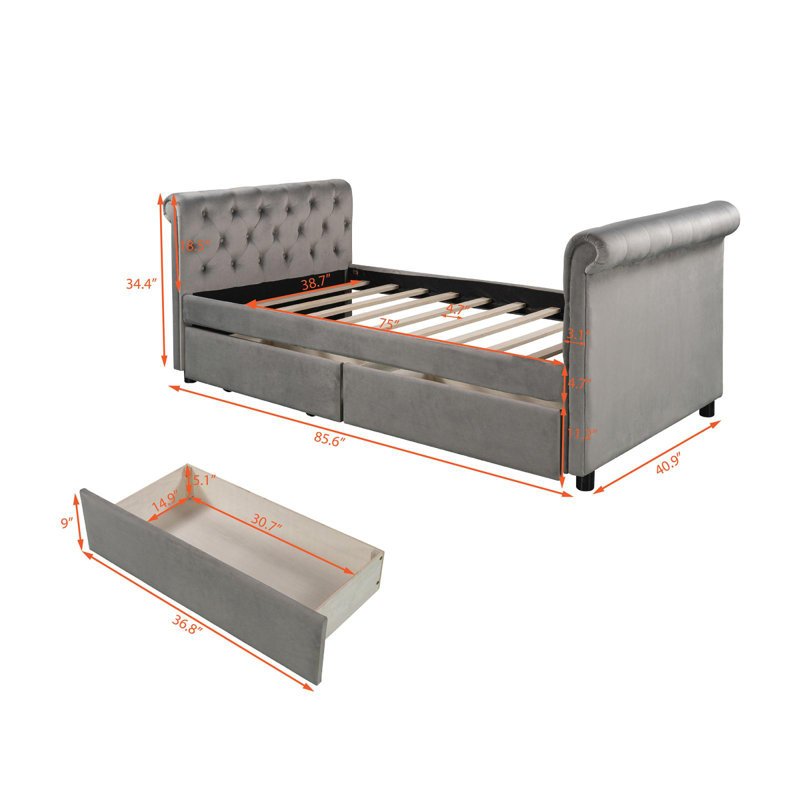 Surbhi Kids Twin Daybed, Gray