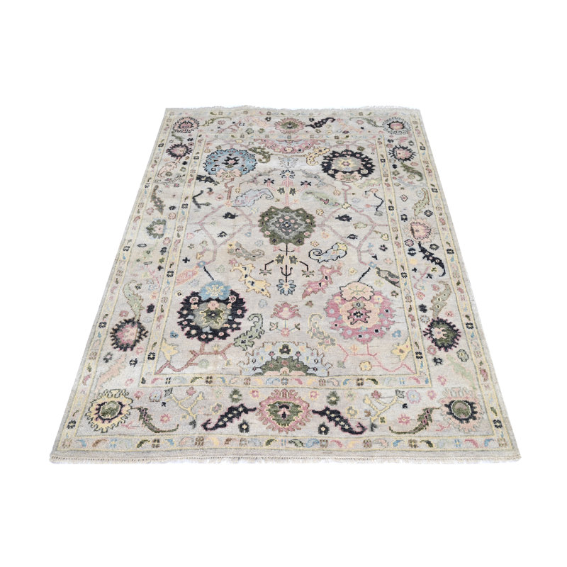 Tapis rectangulaire en laine noué à la main