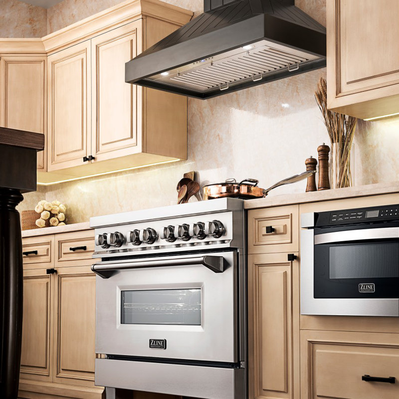 30" 400 CFM Ducted Wall Mount Range Hood, Black, 30"