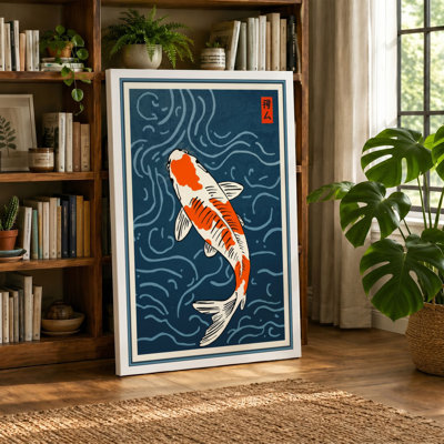 Dancing Koi Japandi - Wrapped Canvas