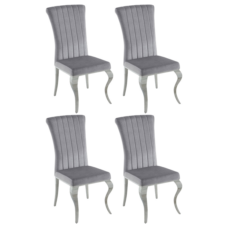 Chaise d'appoint rembourrée en velours Javery, Gris