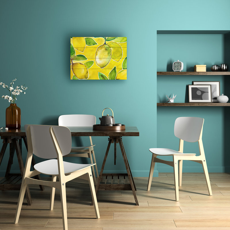 Julija Belickien Yellow Lemons Wood Slat Art, H 12 po x l 16 po