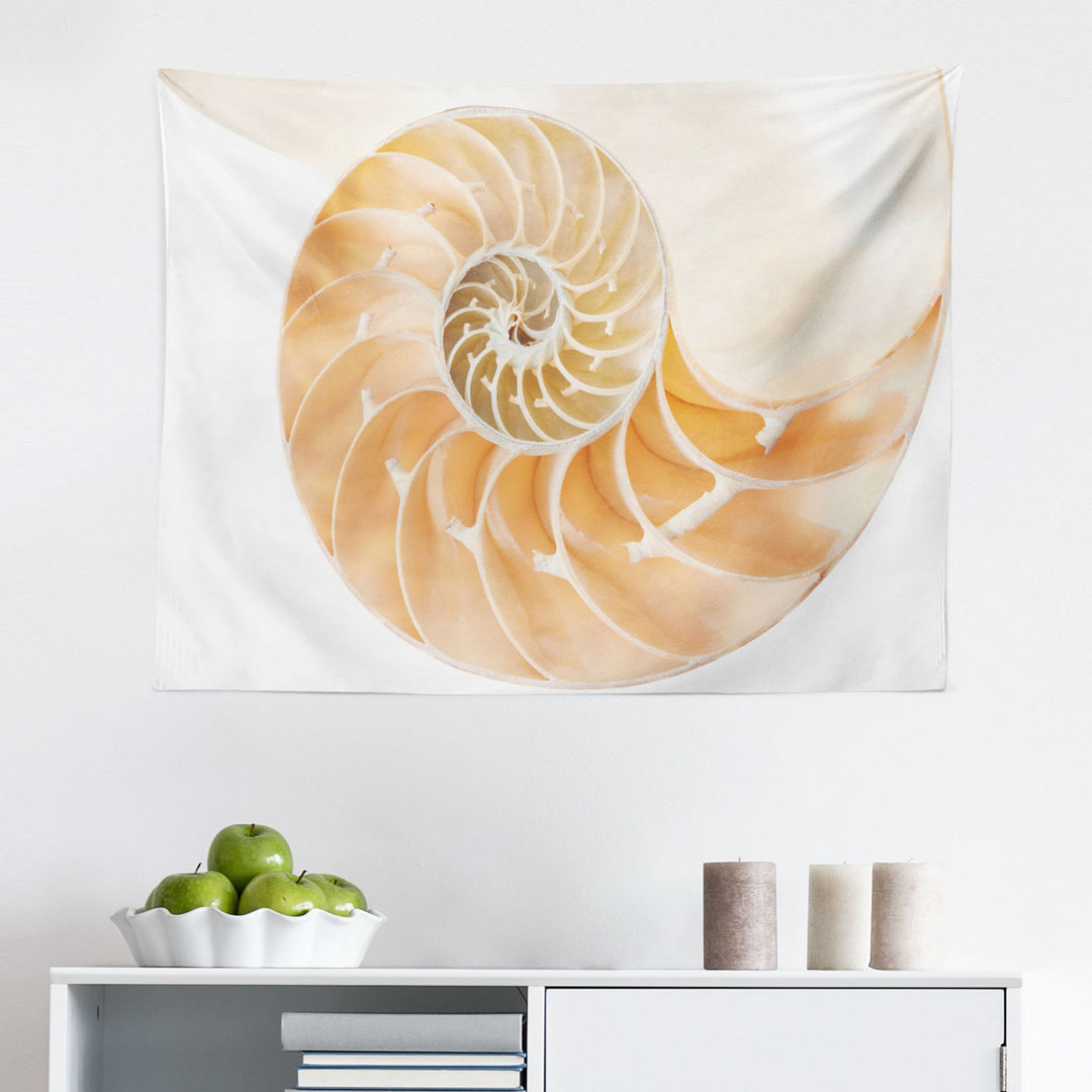 Wandbehang Nautilus Shell Zeigt die Kammern in Entfernung Kurven Helix Hidden Print