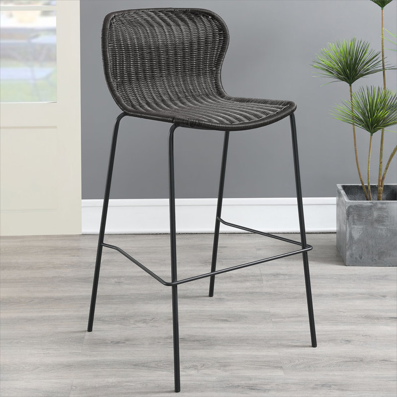Tabouret de bar brun en faux rotin (ensemble de 2)