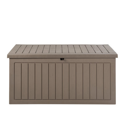 Boîte de rangement pour l'extérieur avec roulettes, résine brune (76 gallons)