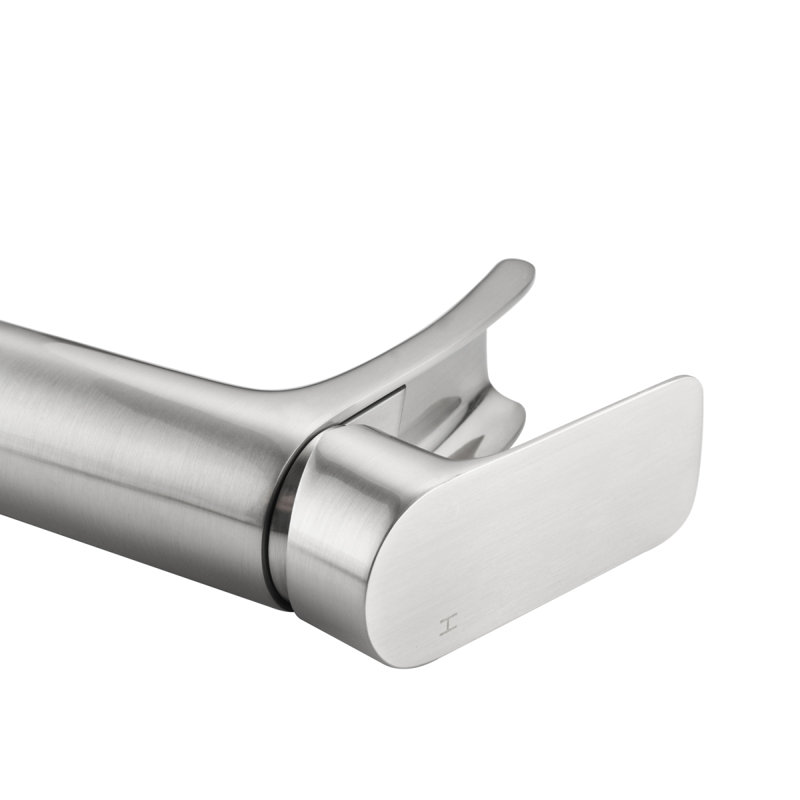 Robinet de lavabo pour salle de bain à poignée simple 1 ou 3 trous avec plaque de pont et trop-plein Nickel brossé