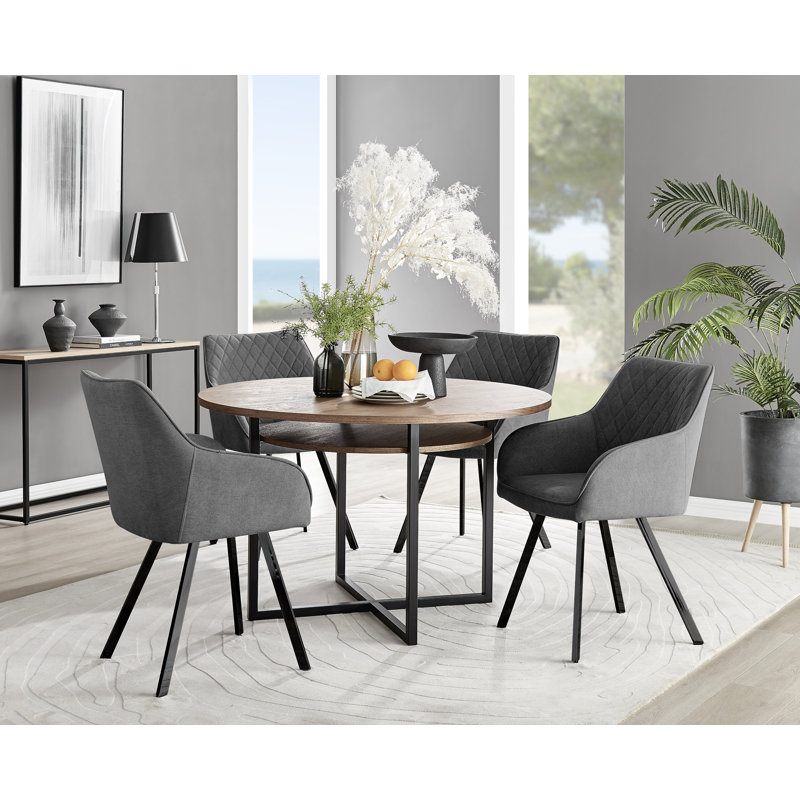 Ensemble repas pour 4 personnes Aaryana, Gris foncé / Noir