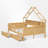 Full Size Wood Platform Bed With Storage And Guardrail-336736183