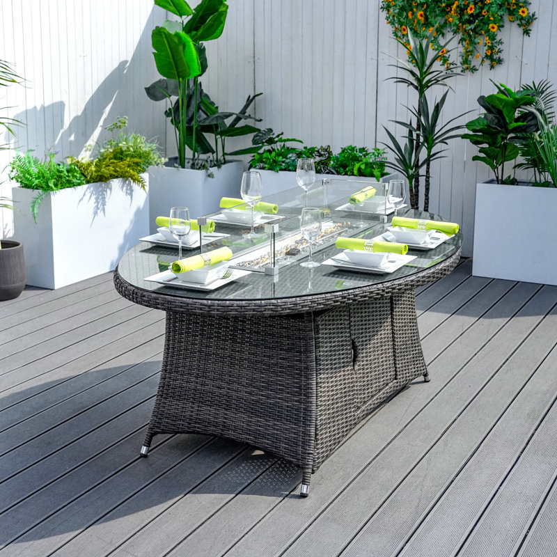 Dewald Wicker Propane Outdoors Fire Pit Table