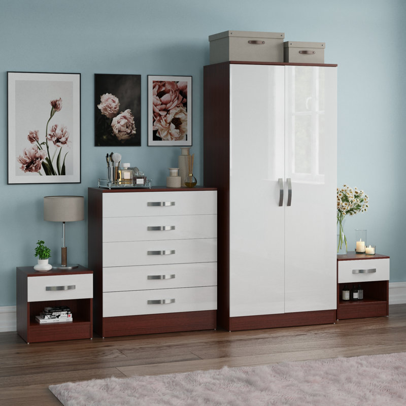 Arkadij Piece Bedroom Set, Walnut & White