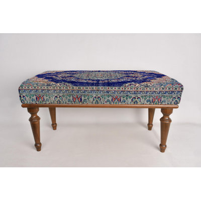 Banc de repose-pieds Medallion, banc bleu marine, banc de tapis turc, banc personnalisé, banc de piano, banc de décoration, banc fait à la main, banc de salon