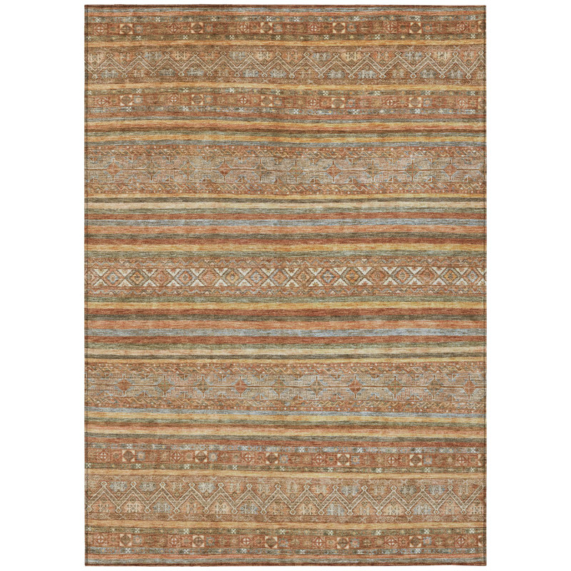Ysadora Orange Washable Indoor-Outdoor Rug - LOOMLAN, 2'3" x 7'6"