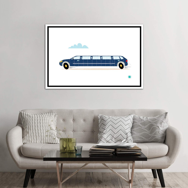 Limo - impression d'art graphique, Pas de tapis, H 40 po x l 60 po x 1,5 po, Toile blanche encadrée