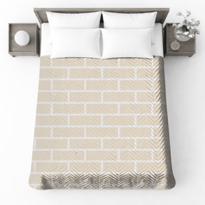 Beige Brick Wall Quilted Bedspread All Sizes