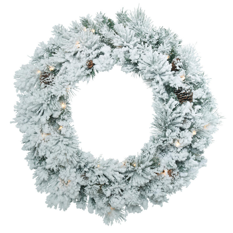 Vickerman Artificial Flocked Ashton Wreath, No