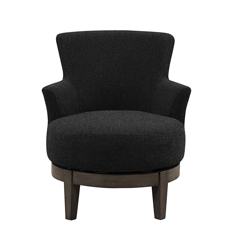 Fauteuil à oreilles pivotant de 30 po de large Annloraine, Sherpa noir