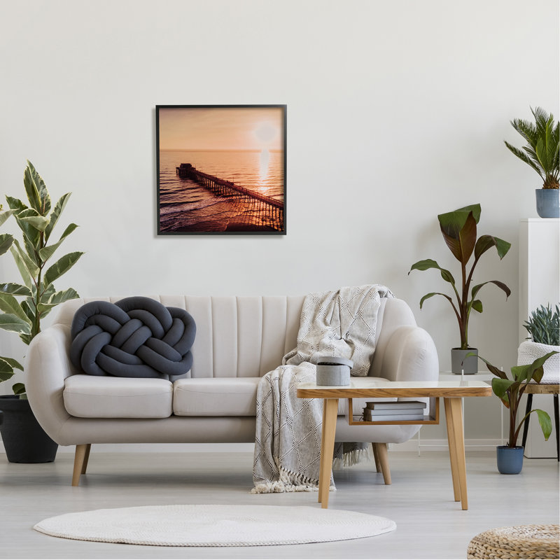 «Pier Bridge at Sunset» encadré sur bois par Marcus Prime, reproduction, Giclée encadrée noir minuit